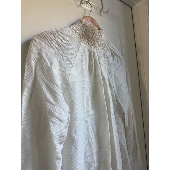 Reformation Womens White Smocked Turtle Neck‎ Long Sleeve Blouse - Picture 4 of 10